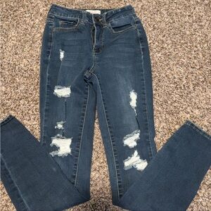 SO Dark Blue Distressed Skinny Jeans